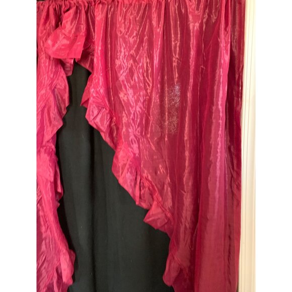 Vintage Red Ruffled Sheer Curtain Panels Rod Pocket Top 42" W x 64" L Elegant Wi - Picture 2 of 4